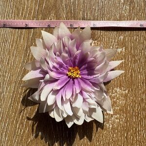Purple and White Flower Hair Clip